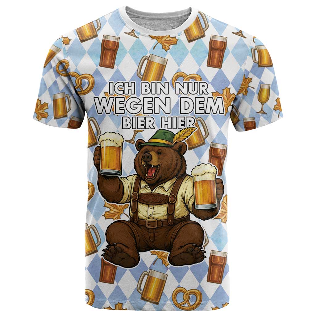 Funny Beer Oktoberfest T Shirt Ich Bin Nur Wegen Dem Bier Hier - Wonder Print Shop
