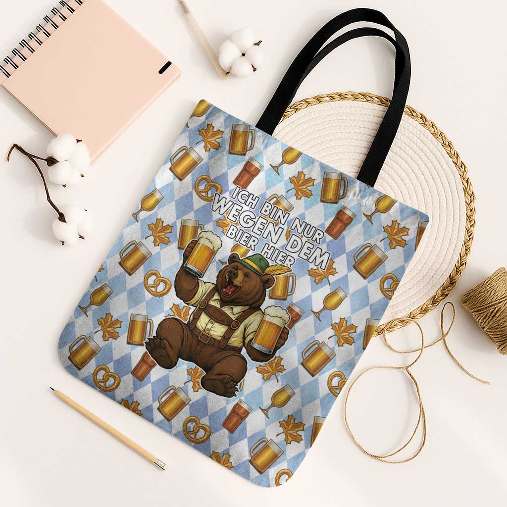 Funny Beer Oktoberfest Tote Bag Ich Bin Nur Wegen Dem Bier Hier - Wonder Print Shop