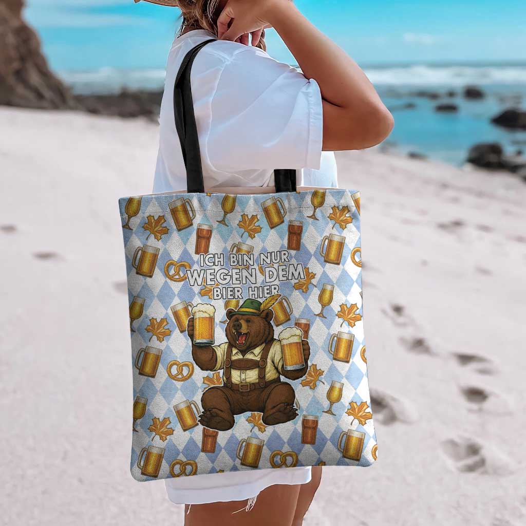 Funny Beer Oktoberfest Tote Bag Ich Bin Nur Wegen Dem Bier Hier - Wonder Print Shop