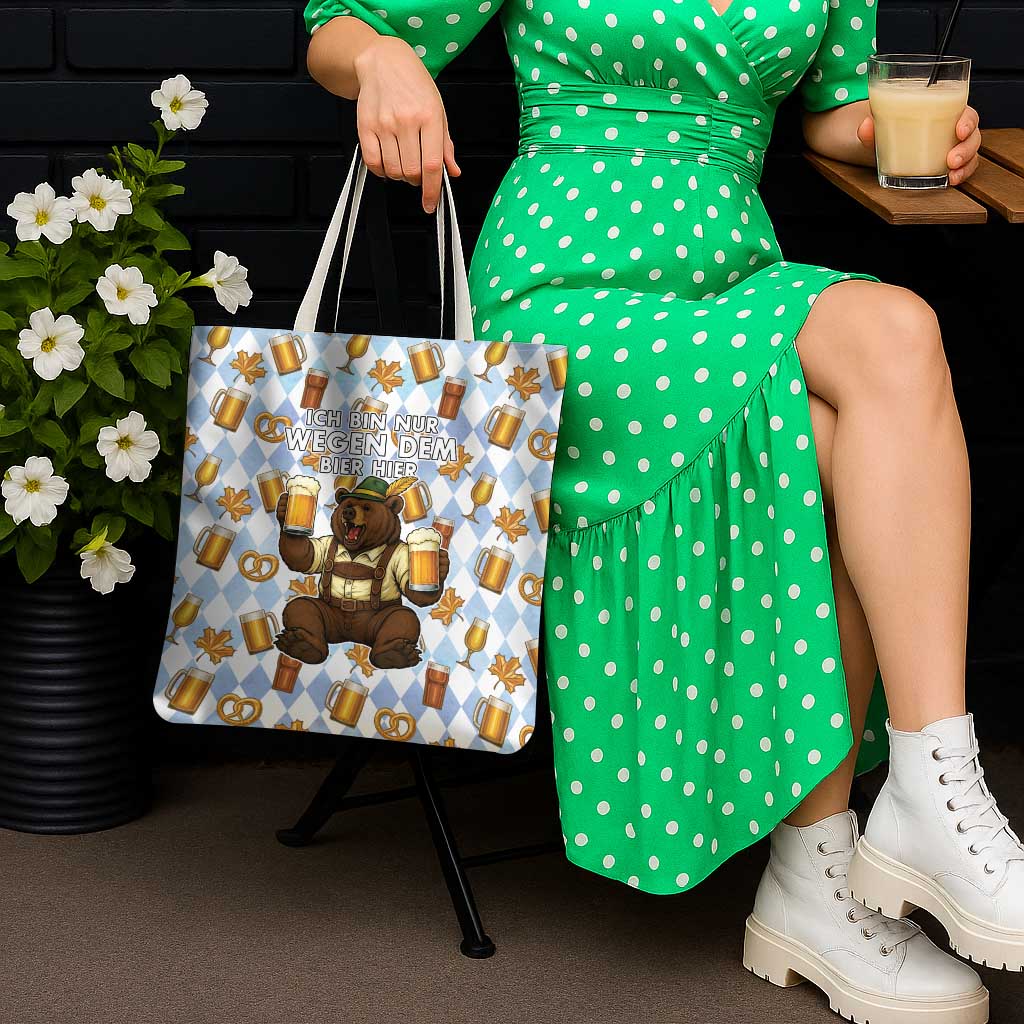 Funny Beer Oktoberfest Tote Bag Ich Bin Nur Wegen Dem Bier Hier - Wonder Print Shop