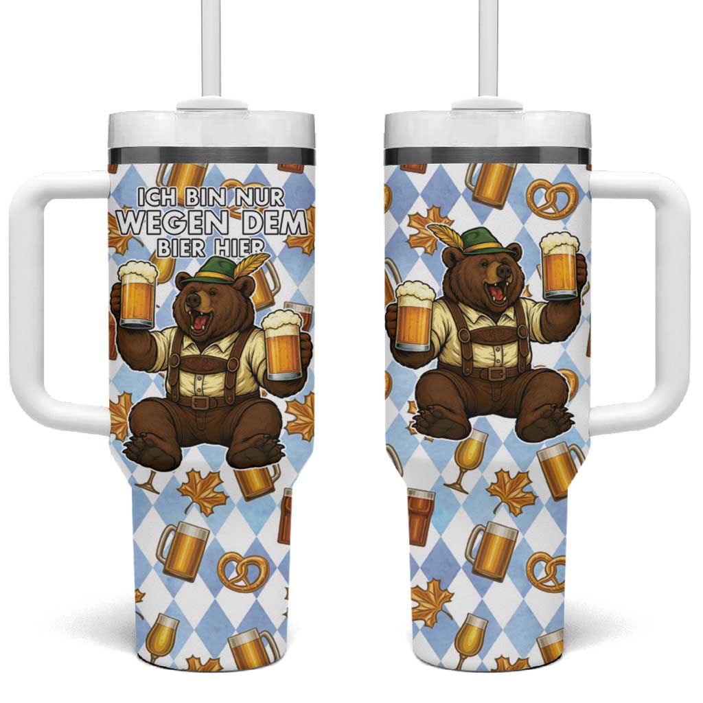 Funny Beer Oktoberfest Tumbler With Handle Ich Bin Nur Wegen Dem Bier Hier - Wonder Print Shop