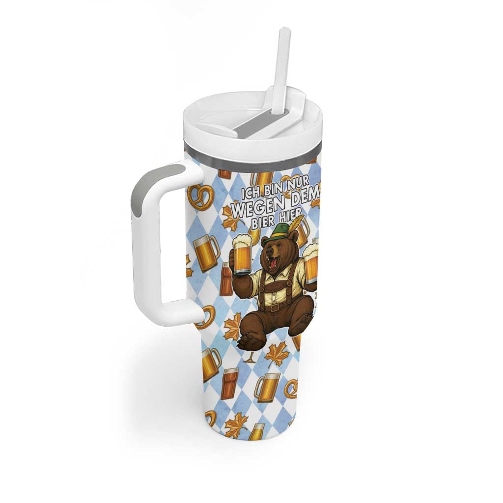 Funny Beer Oktoberfest Tumbler With Handle Ich Bin Nur Wegen Dem Bier Hier - Wonder Print Shop
