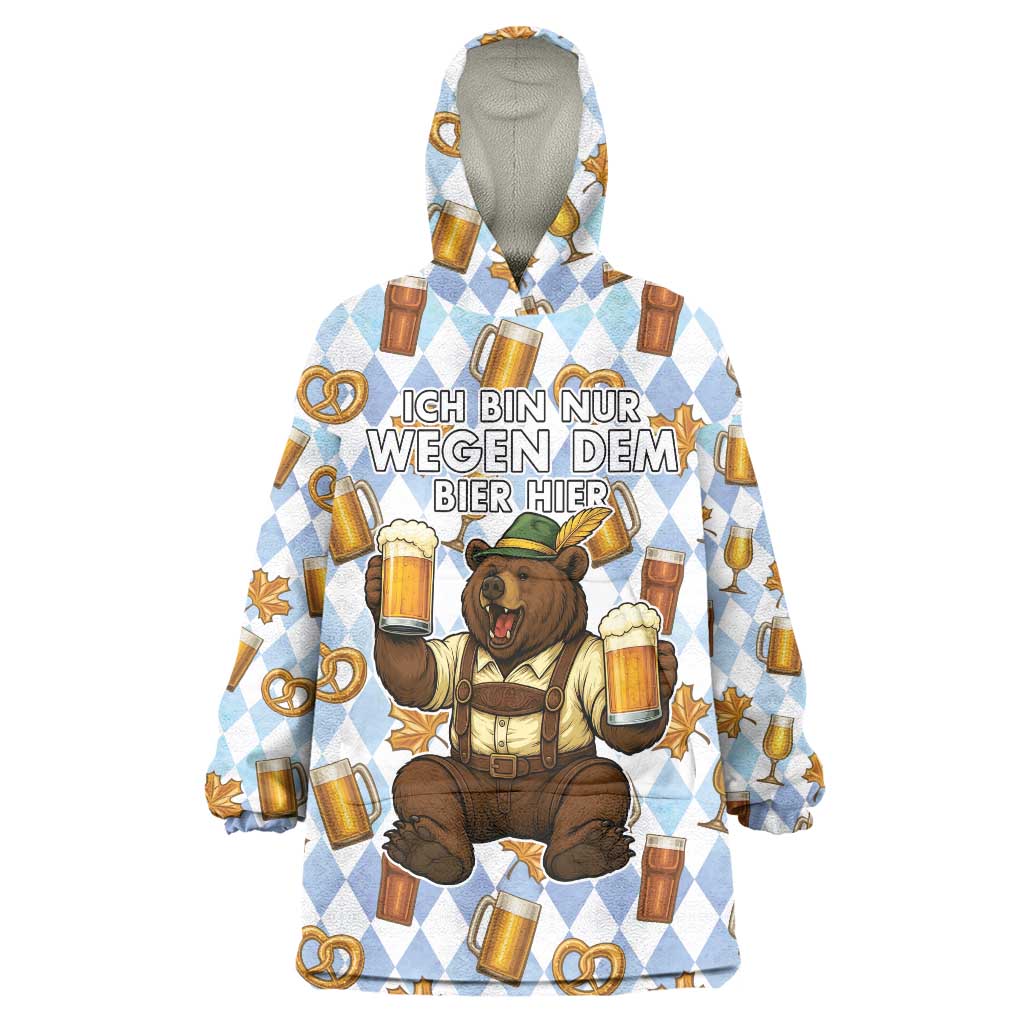 Funny Beer Oktoberfest Wearable Blanket Hoodie Ich Bin Nur Wegen Dem Bier Hier - Wonder Print Shop
