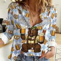 Funny Beer Oktoberfest Women Casual Shirt Ich Bin Nur Wegen Dem Bier Hier - Wonder Print Shop