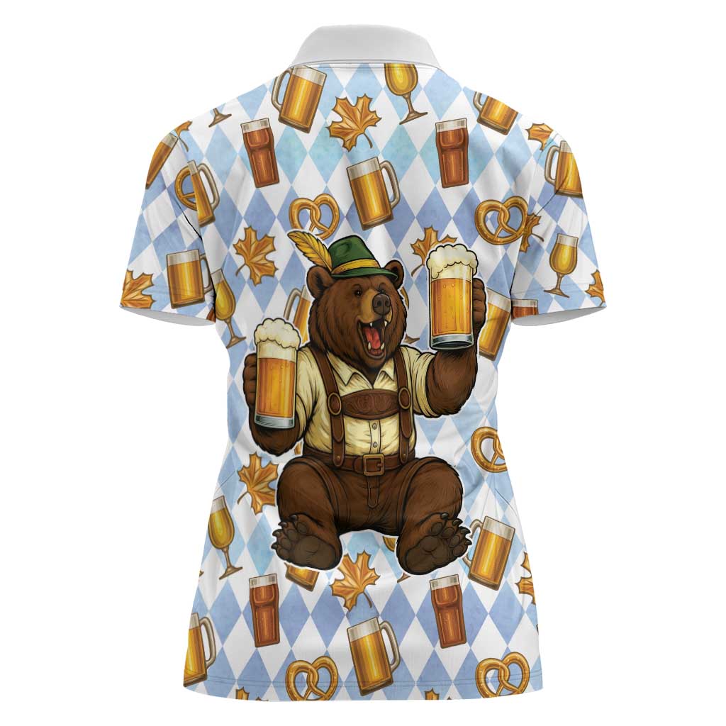 Funny Beer Oktoberfest Women Polo Shirt Ich Bin Nur Wegen Dem Bier Hier - Wonder Print Shop