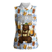 Funny Beer Oktoberfest Women Sleeveless Polo Shirt Ich Bin Nur Wegen Dem Bier Hier - Wonder Print Shop