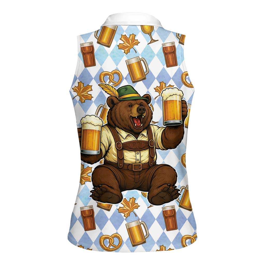Funny Beer Oktoberfest Women Sleeveless Polo Shirt Ich Bin Nur Wegen Dem Bier Hier - Wonder Print Shop