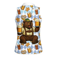 Funny Beer Oktoberfest Women Sleeveless Polo Shirt Ich Bin Nur Wegen Dem Bier Hier - Wonder Print Shop
