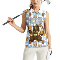 Funny Beer Oktoberfest Women Sleeveless Polo Shirt Ich Bin Nur Wegen Dem Bier Hier - Wonder Print Shop