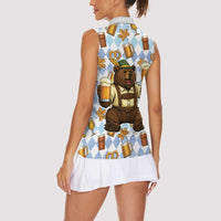 Funny Beer Oktoberfest Women Sleeveless Polo Shirt Ich Bin Nur Wegen Dem Bier Hier - Wonder Print Shop