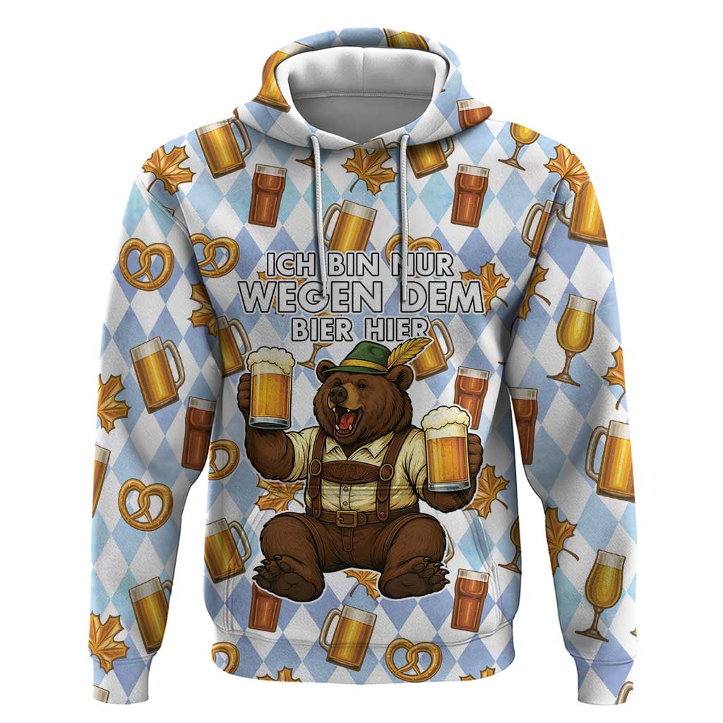 Funny Beer Oktoberfest Zip Hoodie Ich Bin Nur Wegen Dem Bier Hier - Wonder Print Shop