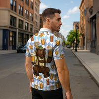 Funny Beer Oktoberfest Zipper Polo Shirt Ich Bin Nur Wegen Dem Bier Hier - Wonder Print Shop