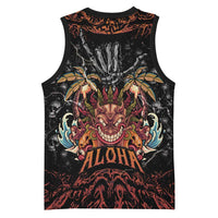 Aloha Halloween Basketball Jersey Horror Tiki Heavy Metal Style - Wonder Print Shop
