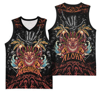 Aloha Halloween Basketball Jersey Horror Tiki Heavy Metal Style - Wonder Print Shop