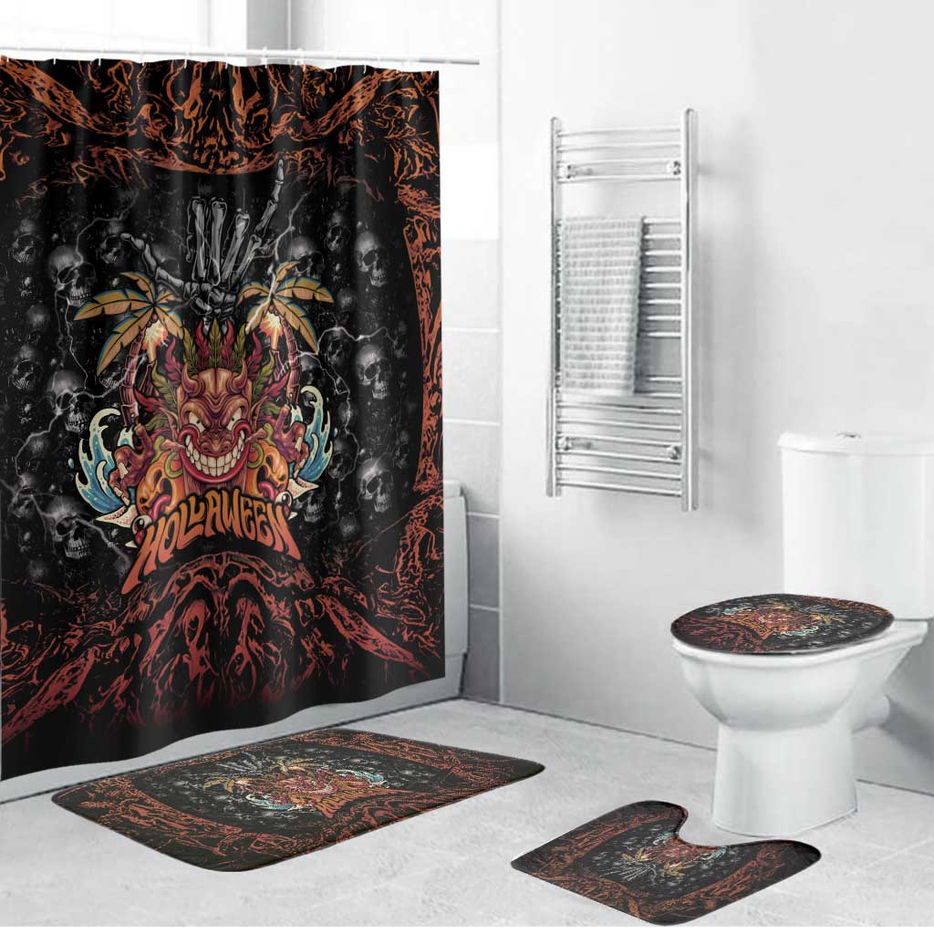Aloha Halloween Bathroom Set Horror Tiki Heavy Metal Style - Wonder Print Shop