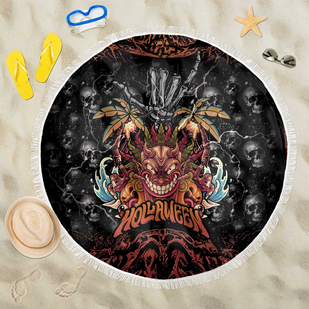 Aloha Halloween Beach Blanket Horror Tiki Heavy Metal Style - Wonder Print Shop