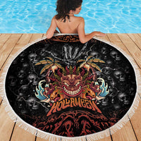 Aloha Halloween Beach Blanket Horror Tiki Heavy Metal Style - Wonder Print Shop