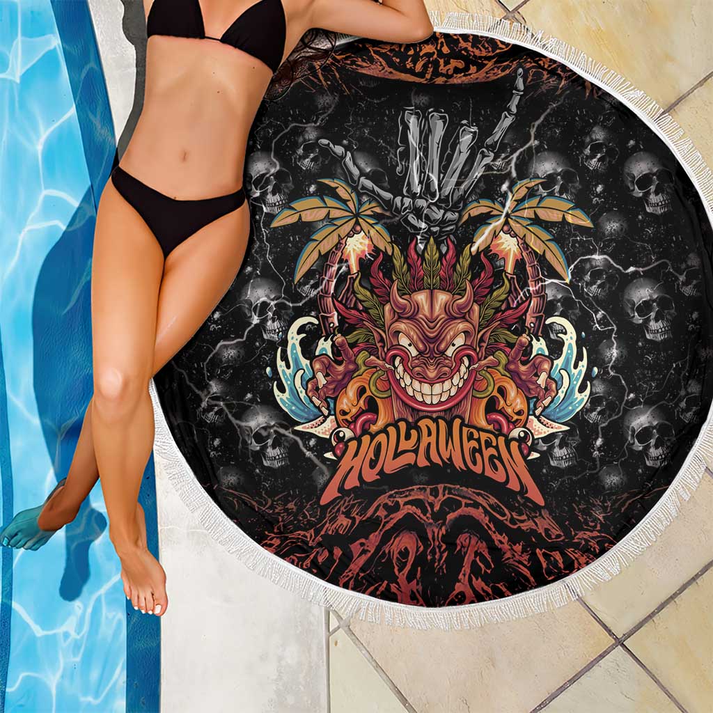 Aloha Halloween Beach Blanket Horror Tiki Heavy Metal Style - Wonder Print Shop