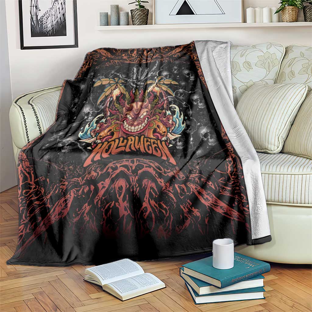 Aloha Halloween Blanket Horror Tiki Heavy Metal Style - Wonder Print Shop