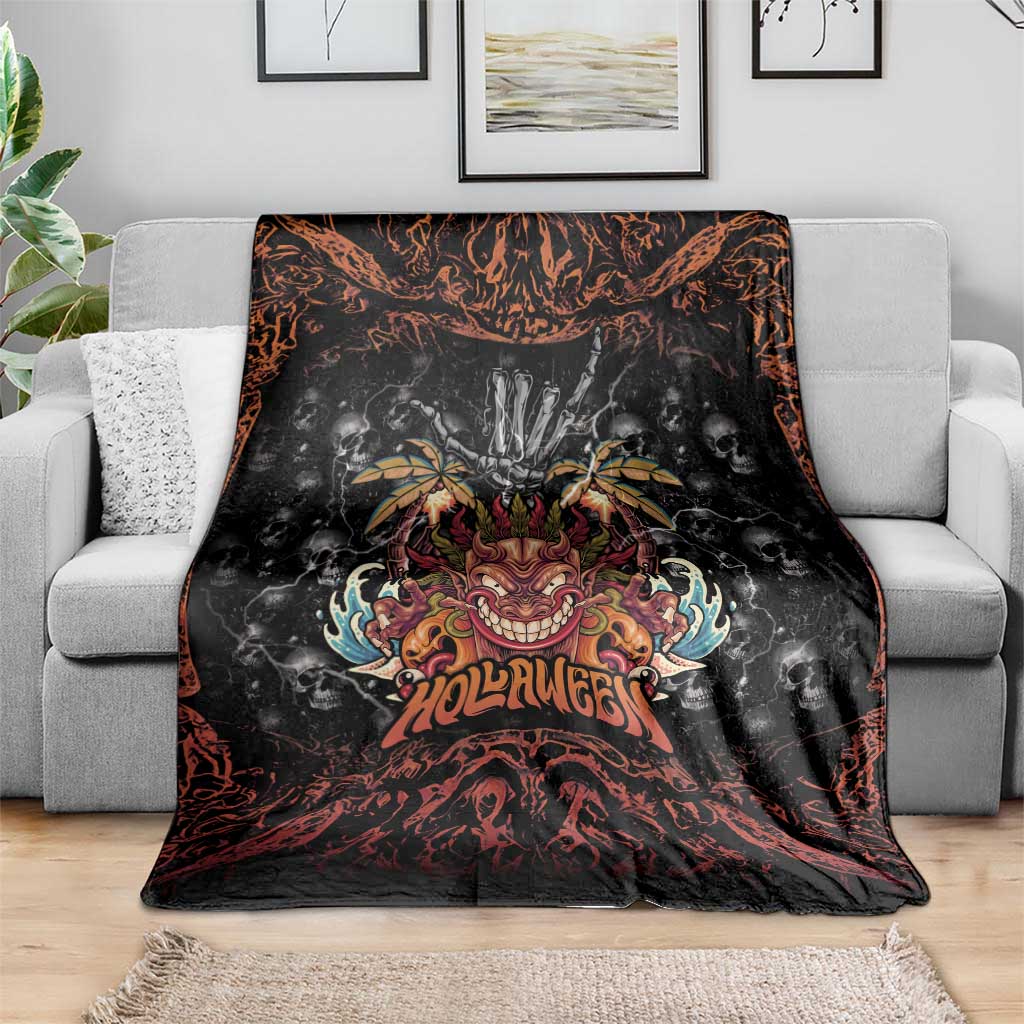 Aloha Halloween Blanket Horror Tiki Heavy Metal Style - Wonder Print Shop