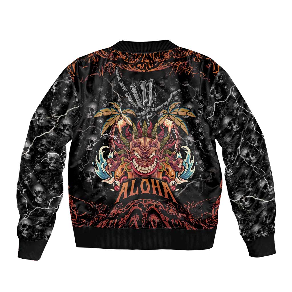 Aloha Halloween Bomber Jacket Horror Tiki Heavy Metal Style - Wonder Print Shop