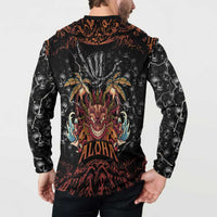 Aloha Halloween Button Sweatshirt Horror Tiki Heavy Metal Style - Wonder Print Shop