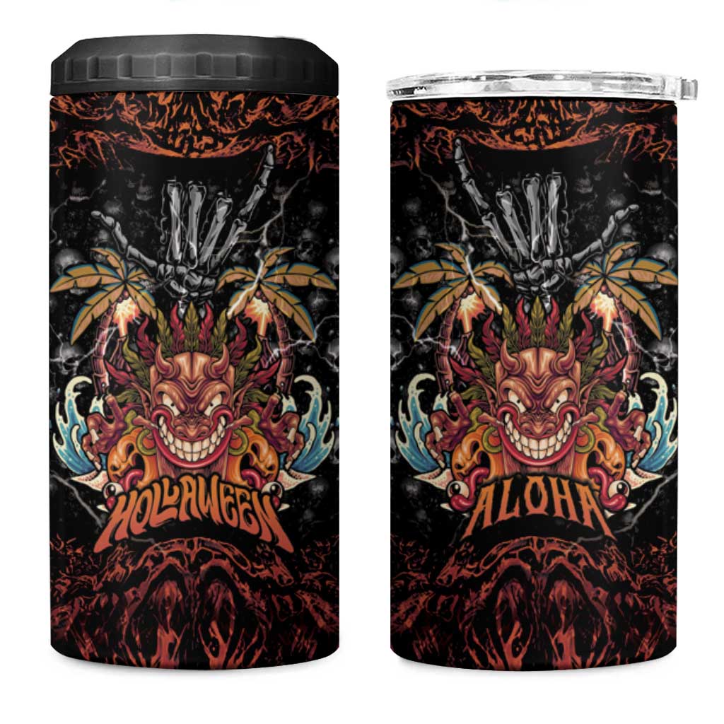Aloha Halloween 4 in 1 Can Cooler Tumbler Horror Tiki Heavy Metal Style - Wonder Print Shop