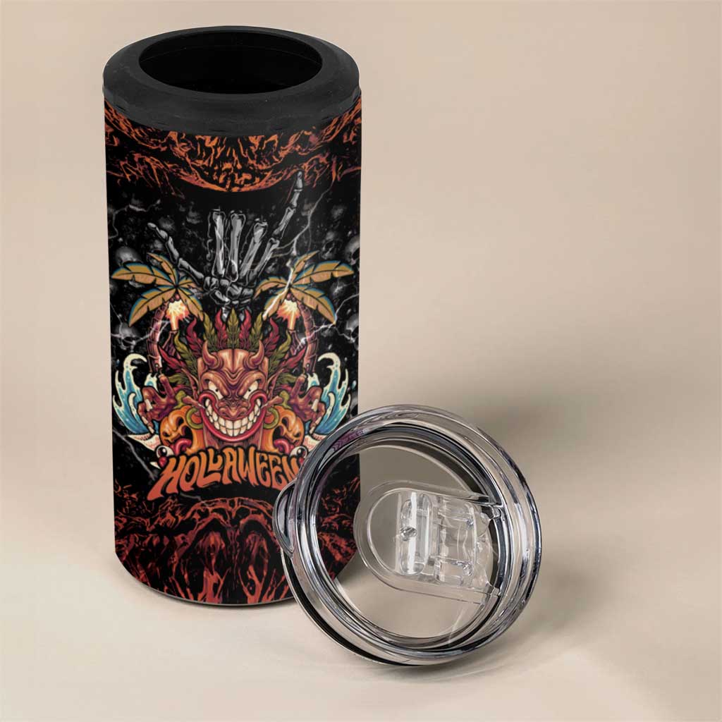 Aloha Halloween 4 in 1 Can Cooler Tumbler Horror Tiki Heavy Metal Style - Wonder Print Shop