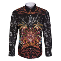 Aloha Halloween Family Matching Off The Shoulder Long Sleeve Dress and Hawaiian Shirt Horror Tiki Heavy Metal Style - Wonder Print Shop