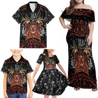 Aloha Halloween Family Matching Off Shoulder Maxi Dress and Hawaiian Shirt Horror Tiki Heavy Metal Style - Wonder Print Shop