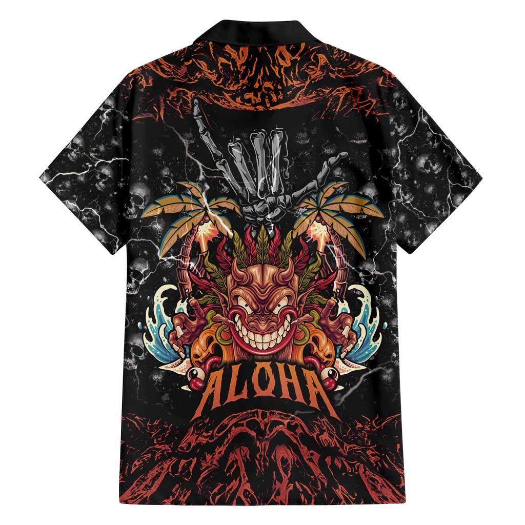 Aloha Halloween Family Matching Off Shoulder Maxi Dress and Hawaiian Shirt Horror Tiki Heavy Metal Style - Wonder Print Shop