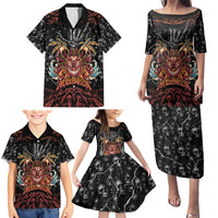 Aloha Halloween Family Matching Puletasi and Hawaiian Shirt Horror Tiki Heavy Metal Style - Wonder Print Shop