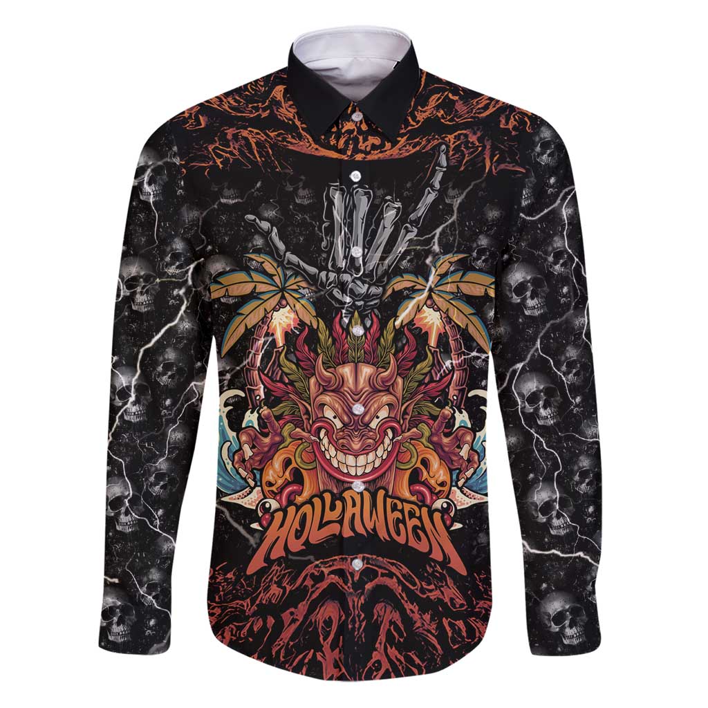 Aloha Halloween Family Matching Puletasi and Hawaiian Shirt Horror Tiki Heavy Metal Style - Wonder Print Shop