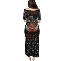 Aloha Halloween Family Matching Puletasi and Hawaiian Shirt Horror Tiki Heavy Metal Style - Wonder Print Shop