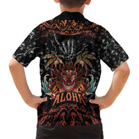 Aloha Halloween Family Matching Short Sleeve Bodycon Dress and Hawaiian Shirt Horror Tiki Heavy Metal Style - Wonder Print Shop