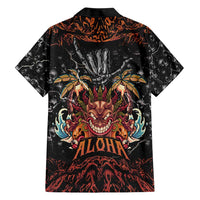 Aloha Halloween Family Matching Short Sleeve Bodycon Dress and Hawaiian Shirt Horror Tiki Heavy Metal Style - Wonder Print Shop