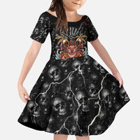 Aloha Halloween Family Matching Summer Maxi Dress and Hawaiian Shirt Horror Tiki Heavy Metal Style - Wonder Print Shop