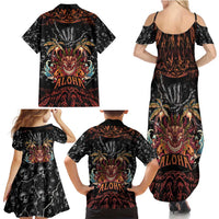 Aloha Halloween Family Matching Summer Maxi Dress and Hawaiian Shirt Horror Tiki Heavy Metal Style - Wonder Print Shop