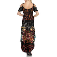Aloha Halloween Family Matching Summer Maxi Dress and Hawaiian Shirt Horror Tiki Heavy Metal Style - Wonder Print Shop