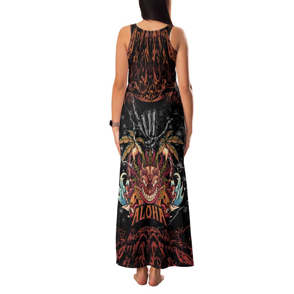 Aloha Halloween Family Matching Tank Maxi Dress and Hawaiian Shirt Horror Tiki Heavy Metal Style - Wonder Print Shop