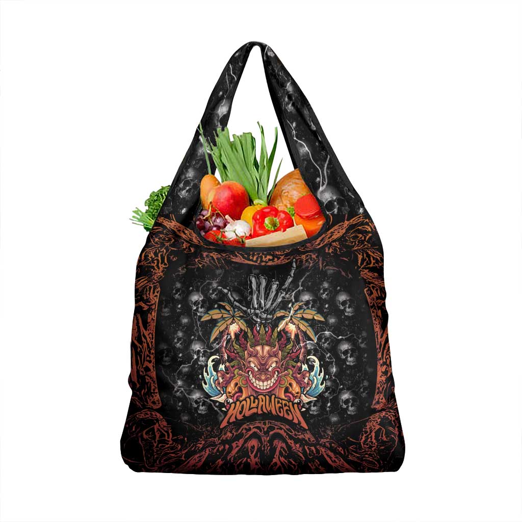 Aloha Halloween Grocery Bag Horror Tiki Heavy Metal Style - Wonder Print Shop