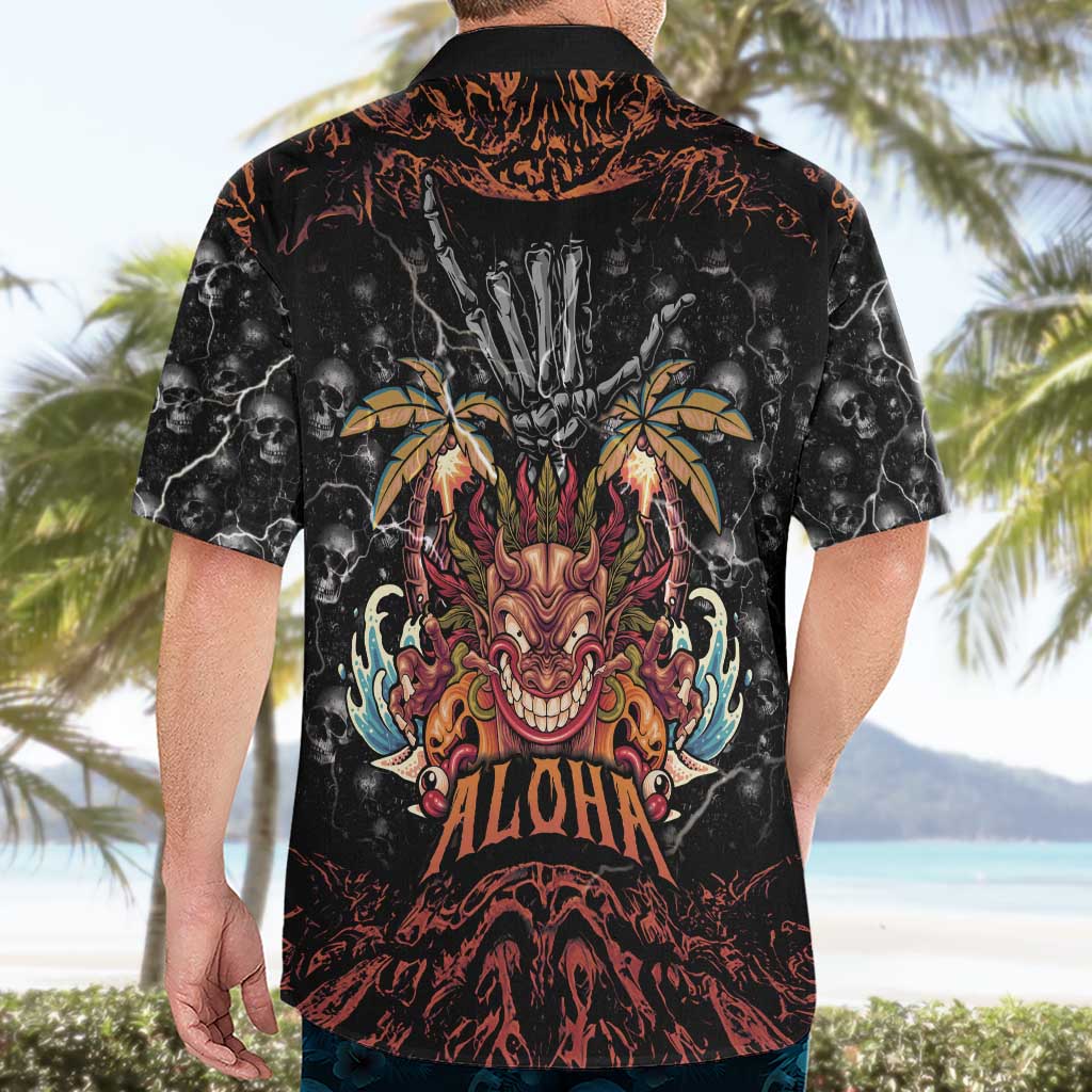 Aloha Halloween Hawaiian Shirt Horror Tiki Heavy Metal Style - Wonder Print Shop