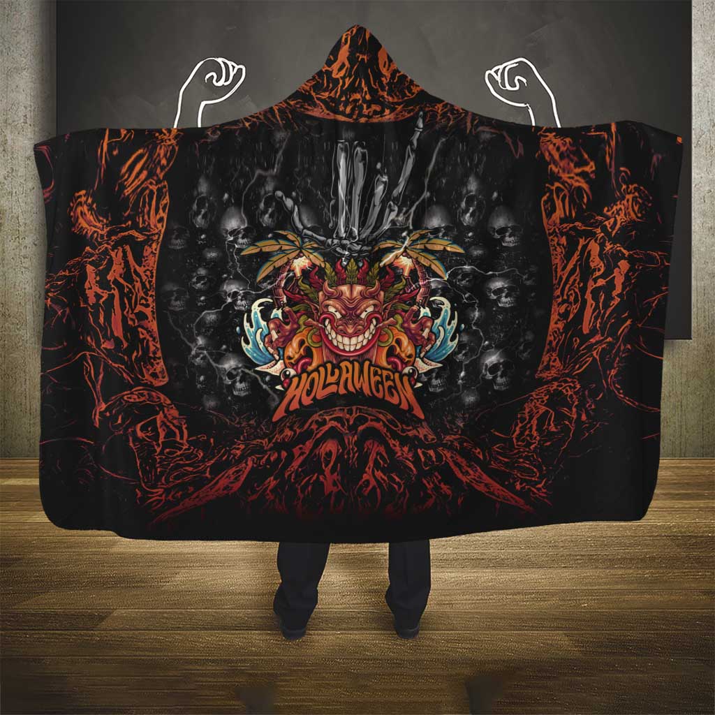 Aloha Halloween Hooded Blanket Horror Tiki Heavy Metal Style - Wonder Print Shop