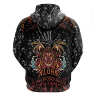 Aloha Halloween Hoodie Horror Tiki Heavy Metal Style - Wonder Print Shop