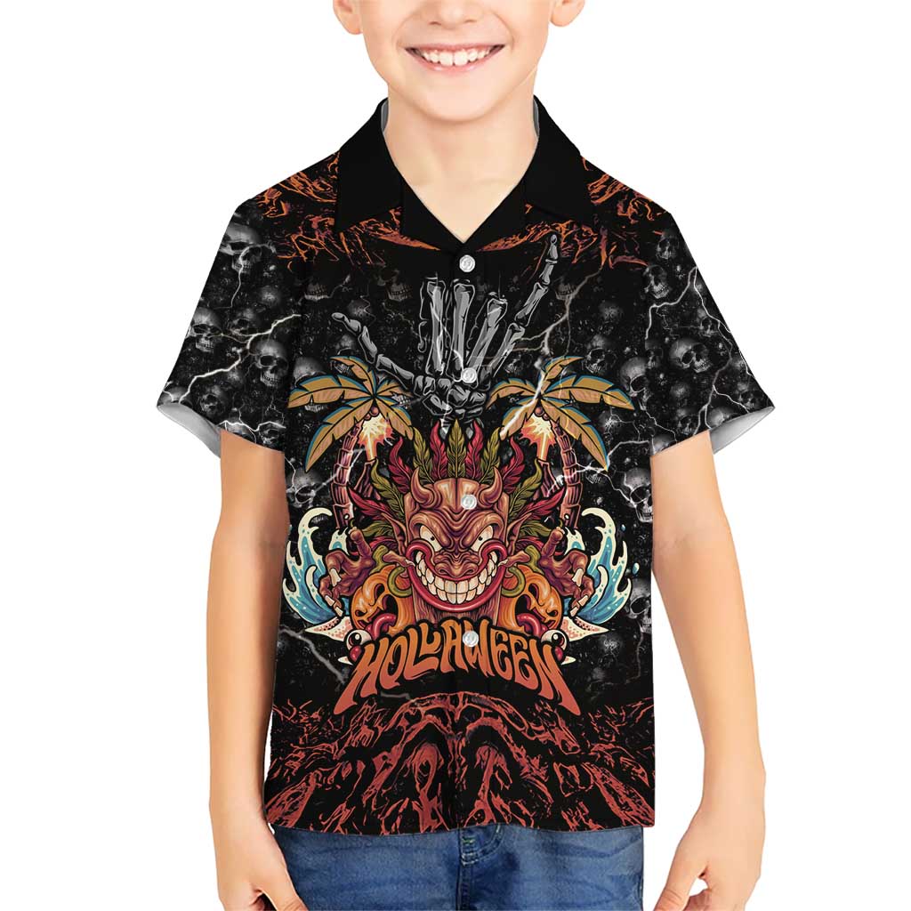 Aloha Halloween Kid Hawaiian Shirt Horror Tiki Heavy Metal Style - Wonder Print Shop