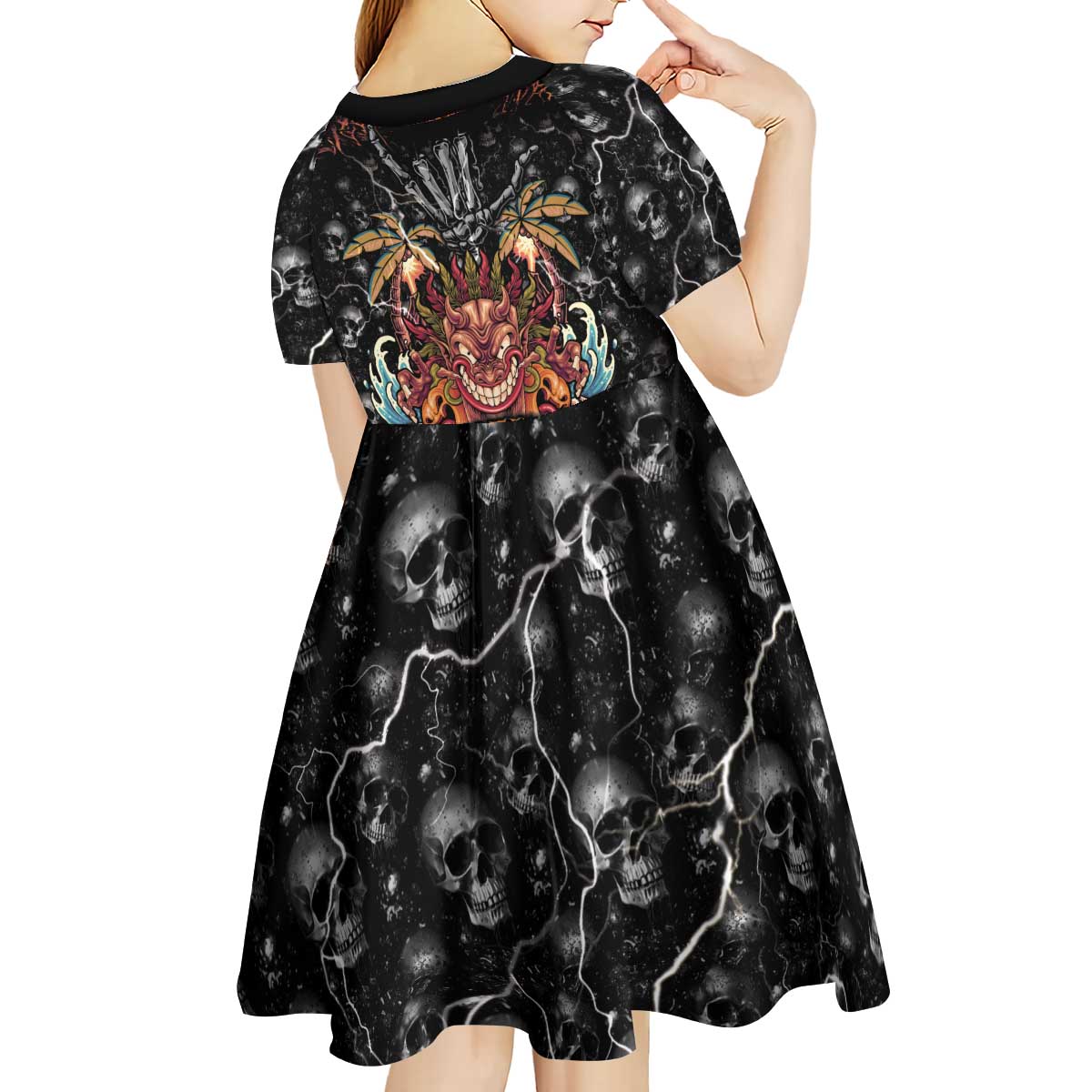 Aloha Halloween Kid Short Sleeve Dress Horror Tiki Heavy Metal Style - Wonder Print Shop