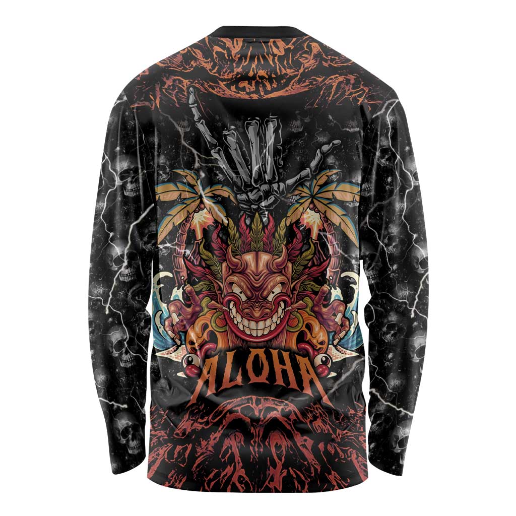 Aloha Halloween Long Sleeve Shirt Horror Tiki Heavy Metal Style - Wonder Print Shop