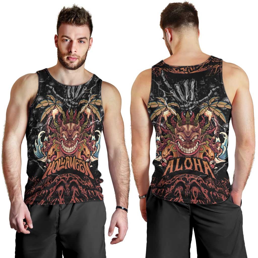 Aloha Halloween Men Tank Top Horror Tiki Heavy Metal Style - Wonder Print Shop