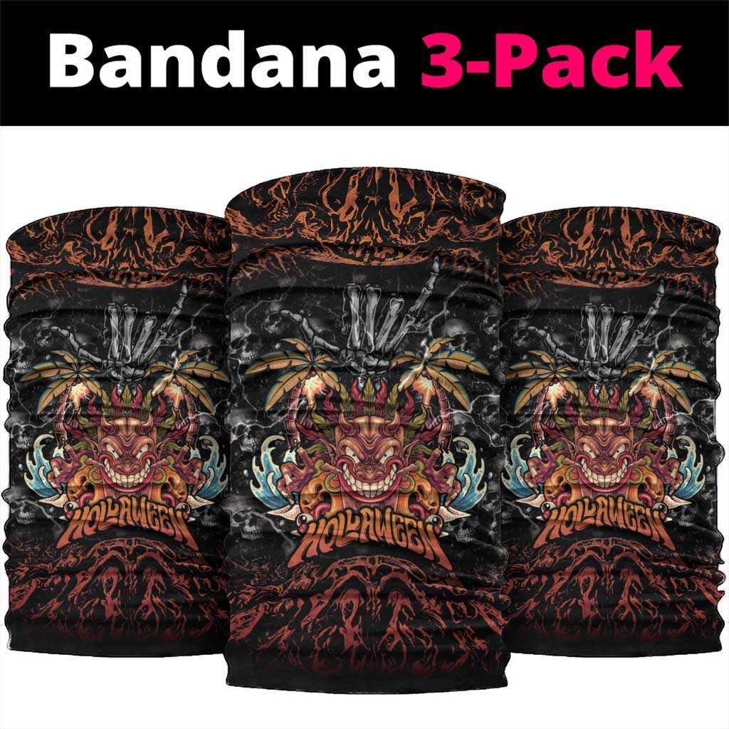 Aloha Halloween Neck Gaiter Horror Tiki Heavy Metal Style - Wonder Print Shop