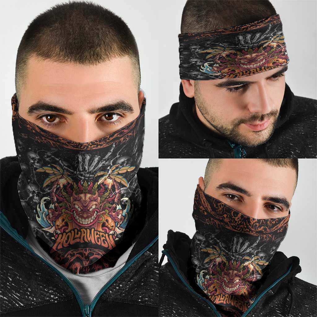 Aloha Halloween Neck Gaiter Horror Tiki Heavy Metal Style - Wonder Print Shop
